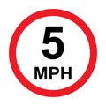 5 MPH road traffic sign icon vector for graphic design, logo, website, social media, mobile app, UI illustration Royalty Free Stock Photo