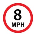 8 MPH road traffic sign icon vector for graphic design, logo, website, social media, mobile app, UI illustration Royalty Free Stock Photo