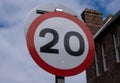 20mph sign Liverpool July 2020 Royalty Free Stock Photo