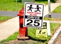 25mph speed limit sign for school children safety