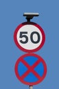 50mph and urban clearway signs Royalty Free Stock Photo