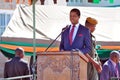 Zambian president Edgar Chagwa Lungu giving a speech