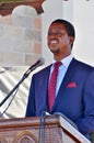 Mpika, Zambia - April, 17th 2015 - the Zambian president Edgar Chagwa Lungu giving a speech