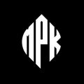MPK circle letter logo design with circle and ellipse shape. MPK ellipse letters with typographic style. The three initials form a Royalty Free Stock Photo