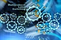 MPLS. Multiprotocol Label Switching. Routing Telecommunications Networks Concept on virtual screen