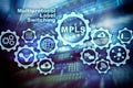 MPLS. Multiprotocol Label Switching. Routing Telecommunications Networks Concept on virtual screen.