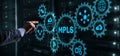 MPLS. Multiprotocol Label Switching. Routing Telecommunications Networks Concept on virtual screen