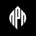 MPM circle letter logo design with circle and ellipse shape. MPM ellipse letters with typographic style. The three initials form a Royalty Free Stock Photo