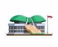 The MPR/DPR Building of government for the Indonesian legislative. symbol concept in cartoon flat illustration vector on white bac Royalty Free Stock Photo
