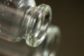 Mpty glass medicine vial closeup macro photo