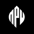 MPV circle letter logo design with circle and ellipse shape. MPV ellipse letters with typographic style. The three initials form a Royalty Free Stock Photo