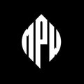 MPW circle letter logo design with circle and ellipse shape. MPW ellipse letters with typographic style. The three initials form a Royalty Free Stock Photo