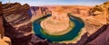 Panorama of Horseshoe Bend, Page Arizona, The Colorado River and rocks sandstone