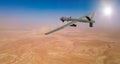 MQ military drone flying over desert on the Middle East