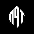 MQT circle letter logo design with circle and ellipse shape. MQT ellipse letters with typographic style. The three initials form a Royalty Free Stock Photo
