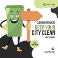 Cleaning services keep your city clean save the world banner design