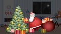 Santa Claus, has entered the house to put under your Christmas tree your gifts. Royalty Free Stock Photo