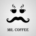 Mr Coffee Logo, Cafe Icon vector illustration Cup of coffee. Cup of tea. Cup of hot chocolate. Logo Royalty Free Stock Photo