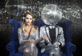 Mr and mrs discoball Royalty Free Stock Photo