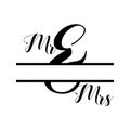 Mr and Mrs monogram split letter initial vector isolated