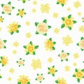 Mr and Mrs wedding vector seamless pattern with daffodil flowers. Bright yellow white mix of narcissus flower heads Royalty Free Stock Photo