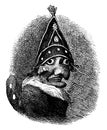 Mr. Punch is a puppet from the popular English puppet show Punch and Judy, vintage engraving