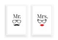 Mr. Right & Mrs.,Scandinavian Minimalist Art Design, Wall Decor Vector, Wall Decals, Lettering, Art Decor, Two pieces Wall Art