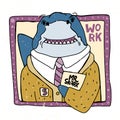 Mr Shark businessman character. Cartoon vector illustration