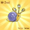 Mr. Snail with contradiction. vector illustration