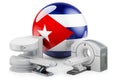 MRI and CT Diagnostic, Research Centres in Cuba. MRI machine and CT scanner with Cuban flag, 3D rendering