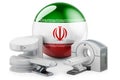 MRI and CT Diagnostic, Research Centres in Iran. MRI machine and CT scanner with Iranian flag, 3D rendering