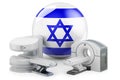 MRI and CT Diagnostic, Research Centres in Israel. MRI machine and CT scanner with Israeli flag, 3D rendering