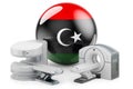 MRI and CT Diagnostic, Research Centres in Libya. MRI machine and CT scanner with Libyan flag, 3D rendering