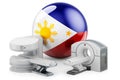 MRI and CT Diagnostic, Research Centres in Philippines. MRI machine and CT scanner with Filipino flag, 3D rendering
