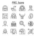 MRI diagnostic icon set in thin line style