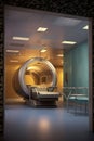 mri machine in an empty radiology room with dim light