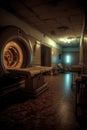 mri machine in an empty radiology room with dim light