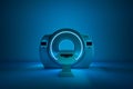 MRI machine, magnetic resonance imaging machine on a dark blue background. Concept medicine, technology, future. 3D rendering, 3D