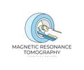 MRI machine, magnetic resonance tomography, logo design. Medicine, healthcare, medical examination, vector design