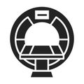 MRI machine scan device black glyph icon. Isolated vector element. Pictogram for web page, mobile app, promo
