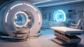 MRI - Magnetic resonance imaging scan device in Hospital. Medical Equipment and Health Care. AI generated art Royalty Free Stock Photo