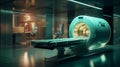 MRI - Magnetic resonance imaging scan device in Hospital. Medical Equipment and Health Care. AI generated art Royalty Free Stock Photo