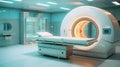 MRI - Magnetic resonance imaging scan device in Hospital. Medical Equipment and Health Care. AI generated art Royalty Free Stock Photo