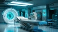 MRI - Magnetic resonance imaging scan device in Hospital. Medical Equipment and Health Care. AI generated art Royalty Free Stock Photo