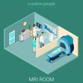 MRI MRT room hospital interior equipment flat isometric vector