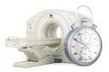 MRI or PET scanner with stopwatch, 3D rendering Royalty Free Stock Photo