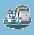 MRI Scanner in Hospital Flat Vector Illustration Royalty Free Stock Photo