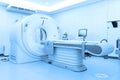 MRI scanner room take with blue filter Royalty Free Stock Photo