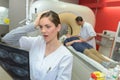 Mri technician shock with result Royalty Free Stock Photo