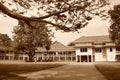 Mrigadayavan Palace in ChaAm Thailand in sepia.